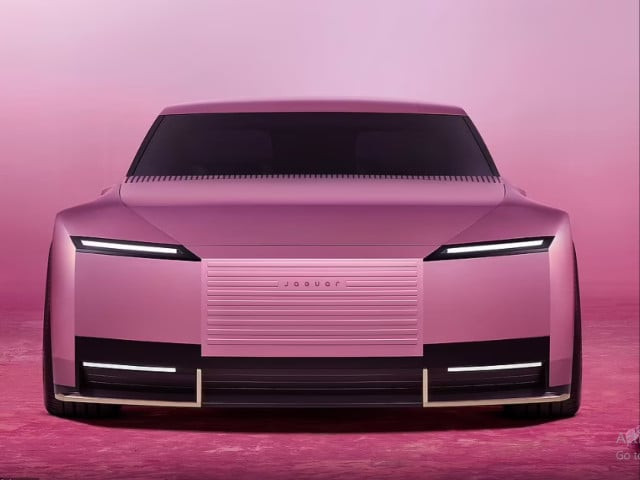 jaguar unveils all electric type 00 concept car in miami pink and london blue