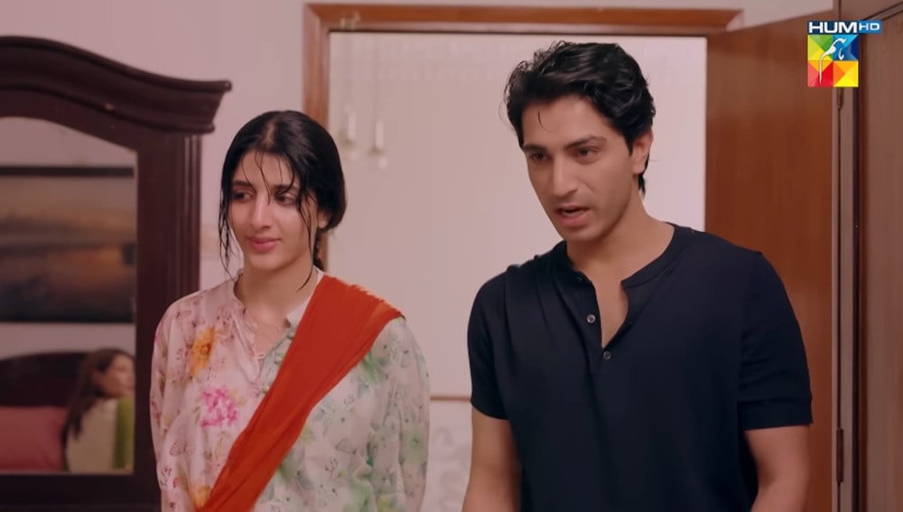 Still of Mawra Hocane and Talha Chahour from 'Jama Taqseem'