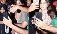 not my birthday janhvi kapoor appears uncomfortable as fans crowd her for selfies