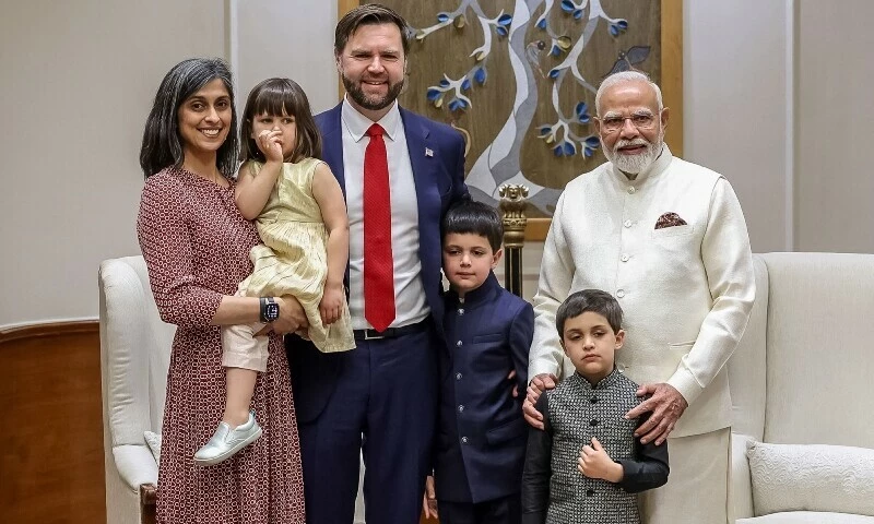 india s prime minister narendra modi r poses for a photograph with us vice president jd vance 3l and his wife usha vance l along with their children after their meeting in new delhi on april 21 2025 photo afp india s prime minister narendra modi r poses for a photograph with us vice president jd vance 3l and his wife usha vance l along with their children after their meeting in new delhi on april 21 2025 photo afp