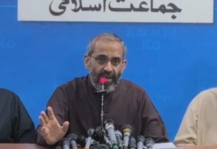 jamaat e islami ji karachi chief munim zafar addressing a press conference in karachi on september 25 2026 photo express