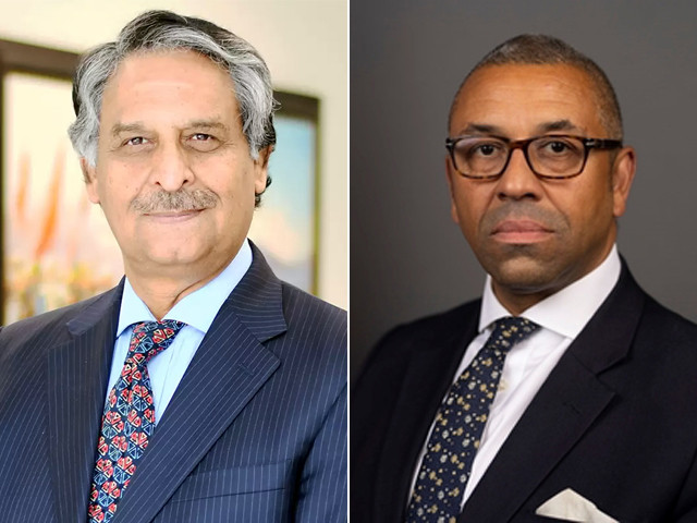 caretaker foreign minister jalil abbas jilani and uk foreign secretary james cleverly photo file