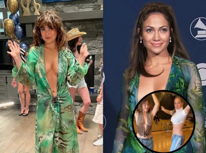 mika abdalla and jennifer lopez go viral after off campus versace dress moment