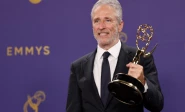 jon stewart poses with outstanding talk series awards for the daily show at the 76th primetime emmy awards in los angeles california u s september 15 2024 photo reuters