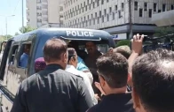 karachi police detain six leaders of the jeay sindh qaumi mahaz   bashir qureshi group  outside press club on sunday photo express