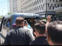 karachi police detain six leaders of the jeay sindh qaumi mahaz   bashir qureshi group  outside press club on sunday photo express