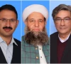 left to right pti s junaid akbar khan noorul haq qadri and ali asghar khan