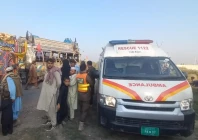 a view of the accident site involving a bus carrying a wedding party near peshawar photo express