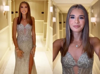 kai trump stuns in sherri hill beaded gown at donald trump s inaugural ball