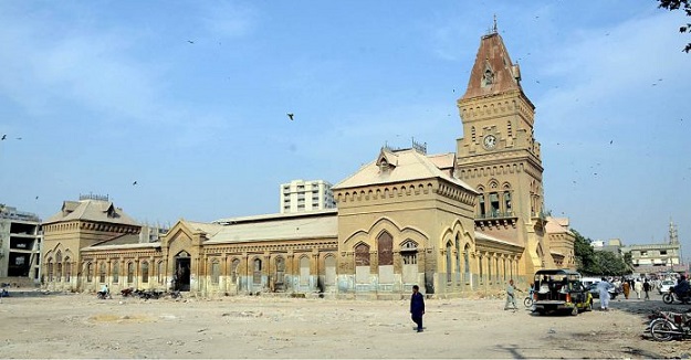 Historic Empress Market after the removal of debris following an anti encroachment drive by the Karachi Metropolitan Corporation (KMC). PHOTO: COURTESY: APP