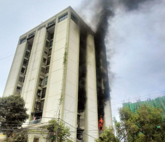 three fire brigade vehicles and one snorkel were deployed to control the blaze photo express