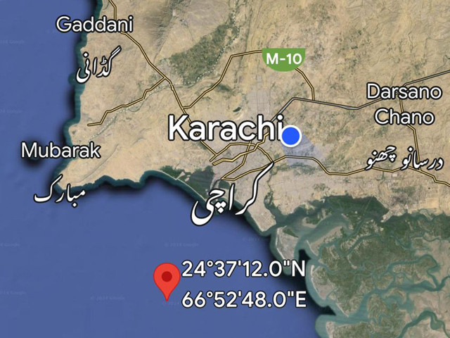 earthquake s epicentre was located 32 kilometres southwest of karachi at latitude 24 62 n and longitude 66 88 e photo express