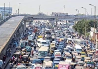 a view of traffic jam in karachi photo file