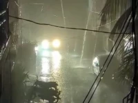 a view of a street in karachi during moderate to heavy rainfall photo screengrab file