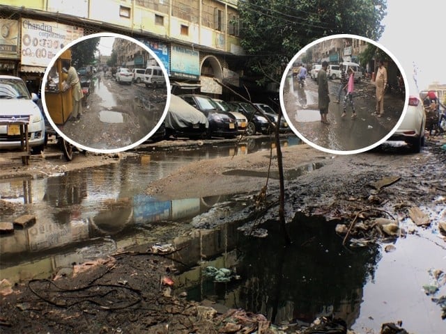 following the recent rains many areas of the city including ma jinnah road are in ruins due to damaged infrastructure photo express