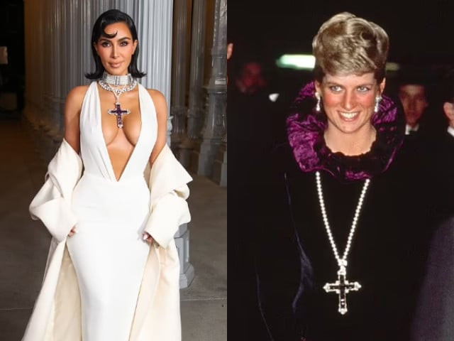 internet reacts as kim kardashian wears princess diana s cross necklace example of class vs trash