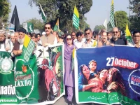 k p governor faisal karim kundi and adviser for information and public relations samar haroon bilour participate in a kashmir solidarity rally in peshawar photo express