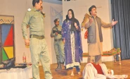 actors perform on stage as part of a play titled ham kya chahtey azadi which was prepared by the punjab arts council in commemoration of kashmir solidarity day photo express