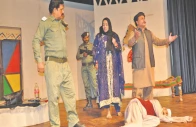 actors perform on stage as part of a play titled ham kya chahtey azadi which was prepared by the punjab arts council in commemoration of kashmir solidarity day photo express