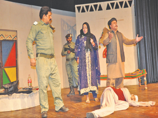 actors perform on stage as part of a play titled ham kya chahtey azadi which was prepared by the punjab arts council in commemoration of kashmir solidarity day photo express