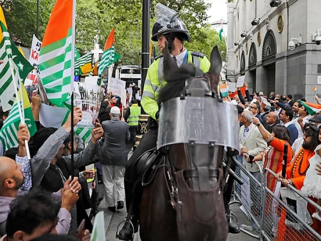 pakistani and indians on demonstration in london photo national herald india pakistani and indians on demonstration in london photo national herald india