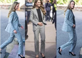 kate middleton turns heads in sleek grey suit during solo royal outing kate middleton turns heads in sleek grey suit during solo royal outing