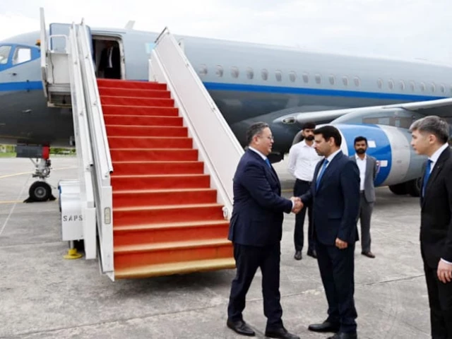 deputy prime minister and foreign minister of kazakhstan murat nurtleu was received at the airport by additional secretary west asia at the ministry of foreign affairs with senior officials photo app