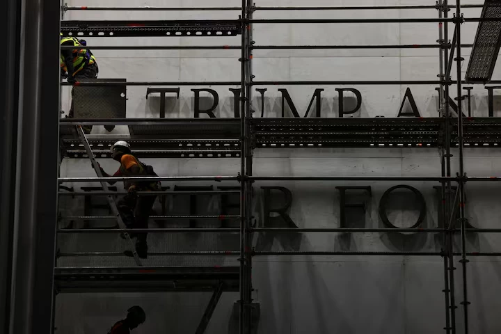 workers renaming the kennedy centre photo file reuters