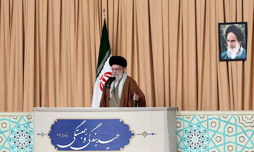 iran s supreme leader ayatollah ali khamenei speaks after eidul fitr prayers to mark the end of the holy month of ramadan in tehran iran march 31 2025 photo reuters iran s supreme leader ayatollah ali khamenei speaks after eidul fitr prayers to mark the end of the holy month of ramadan in tehran iran march 31 2025 photo reuters