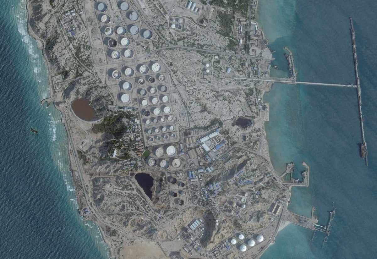 A satellite image shows an oil terminal at Kharg Island, Iran, February 25, 2026. 2026 Planet Labs PBC/Handout via REUTERS