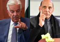 defence minister khawaja asif and his indian counterpart rajnath singh in a combined photo display photo afp file