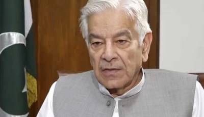 defence minister khawaja asif during an interview with voice of america voa screengrab