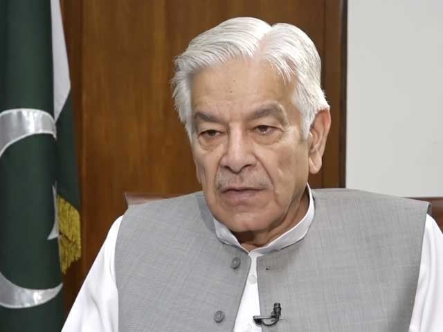 defence minister khawaja asif during an interview with voice of america voa screengrab