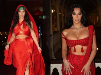 kim kardashian criticized for wearing red at ambani wedding in india that s saved for the bride