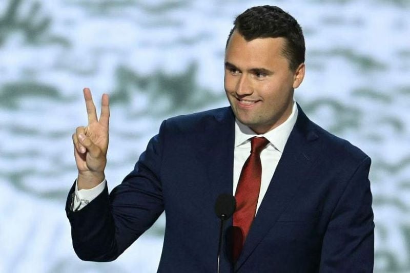 mr charlie kirk executive director of turning point usa speaking during the first day of the 2024 republican national convention in milwaukee wisconsin on july 15 photo afp