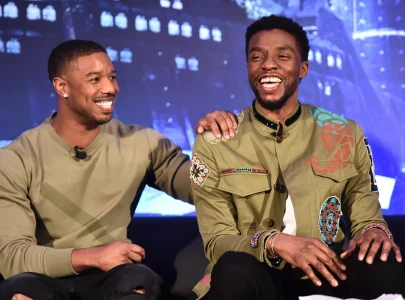 michael b jordan keeps chadwick boseman alive with a stuffed black panther toy