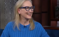meryl streep channels the devil wears prada in custom cerulean j crew sweater
