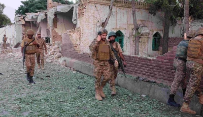 army personnel inspect following an explosion inside the police headquarters at kohat in pakistan s khyber pakhtunkhwa province on september 18 2026 photo afp