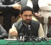 k p chief minister sohail afridi addressing a press conference on pti s proposed long march to islamabad photo screengrab