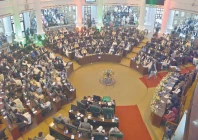 delegates attend a peace jirga convened by the khyber pakhtunkhwa government in the provincial assembly in peshawar photo ppi