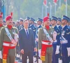 kyrgyzstan s president sadyr japarov inspects the guard of honour at the prime minister house in islamabad photo afp