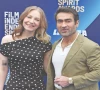 actor kumail nanjiani and his wife writer emily v gordon arrive for the 41st film independent spirit awards in hollywood photo afp