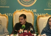khyber pakhtunkhwa governor faisal karim kundi addresses a press conference in peshawar on monday screengrab pakistan tv x