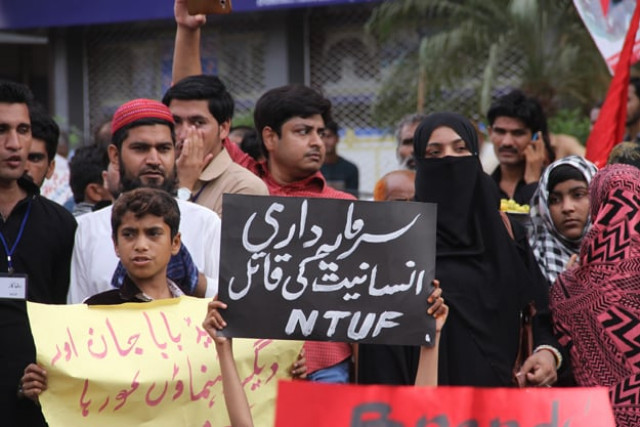workers from different industries congregated outside the karachi press club to fight for their rights photo ayesha mir express workers from different industries congregated outside the karachi press club to fight for their rights photo ayesha mir express