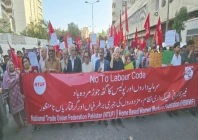 labour rights activists stage a rally to denounce anti worker policies photo express