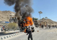 a file image of september 24 2025 shows a vehicle on fire in the ladakh region india photo reuters a file image of september 24 2025 shows a vehicle on fire in the ladakh region india photo reuters