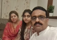 dsp muhammad usman haider is seen in a photograph with his slain wife and daughter photo express