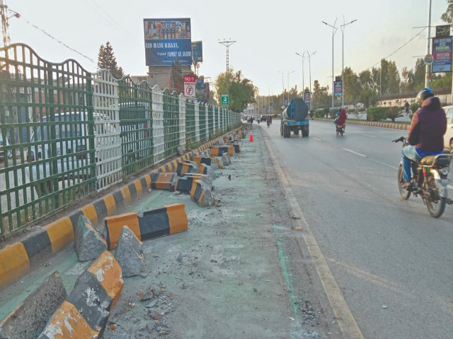 Rawalpindi's first dedicated biker lane dismantled shortly after construction