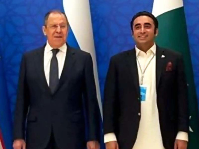 fm bilawal and his russian counterpart lavrov pose for a photo prior to the meeting of council of foreign ministers of shanghai cooperation organisation sco in tashkent on friday screengrab fm bilawal and his russian counterpart lavrov pose for a photo prior to the meeting of council of foreign ministers of shanghai cooperation organisation sco in tashkent on friday screengrab