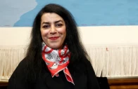 french iranian artist marjane satrapi poses in front of the olympic tapestry in paris france march 12 2024 photo reuters